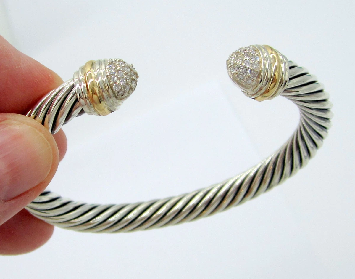 DAVID YURMAN 7 MM Sterling Silver 18k Gold White Diamond Classic