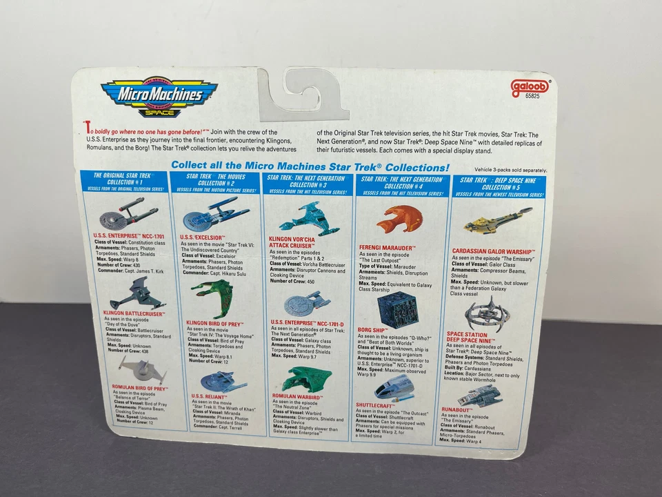 Набор кораблей Micro Machines Space STAR TREK THE NEXT GENERATION 1993 Galoob 65825 - Изображение 4 из 4