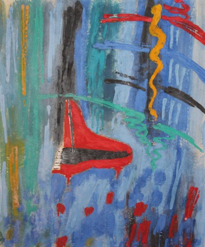 European gouache painting abstract composition - Picture 4 of 12