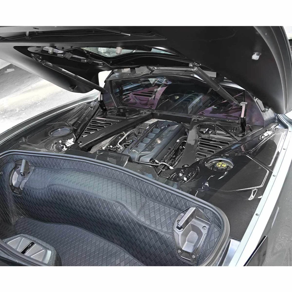 Carbon Fiber Engine Bay Panel Cover Frame Guard For Chevrolet Corvette C8 20-25 - Image 3 of 4