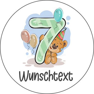7.Geburtstag eßbar Tortenaufleger Party Deko personalisiert Geschenk Bär Teddy