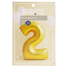 Spritz 45 Inches Giant Mylar Balloon Number '2' Gold, 1 Count