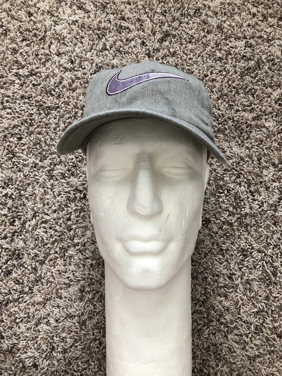 Vintage 90s Nike Green Denim Big Swoosh Strapback Hat VTG