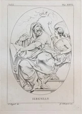 ARCHITECTURAL ENGRAVING ITALIAN BASILICA PROPHET JEREMIAH