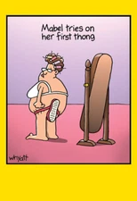 Mabel's First Thong Funny Tim Whyatt Birthday Card - Greeting Card by Nobleworks