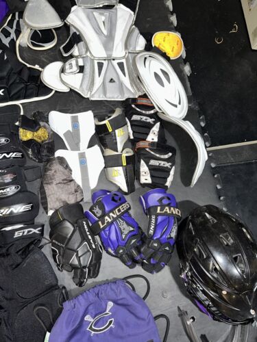 Mens Lacrosse Gear Gloves Helmet Pads Knee Elbow Balls Jerseys Brine Stx Cascade - Picture 9 of 17