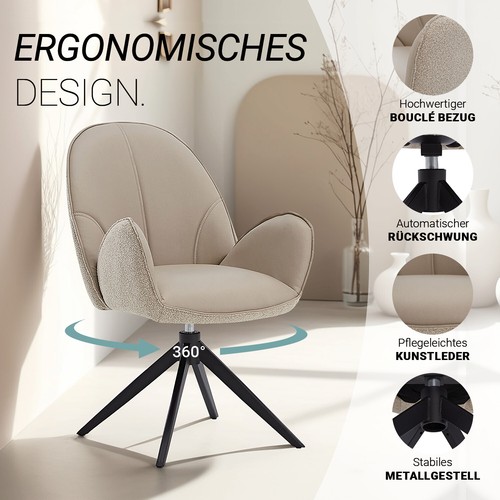 Esszimmerstuhl drehbar mit Armlehne Wohnzimmerstuhl Kunstleder Stuhl Homestyle4u - Bild 4 von 12