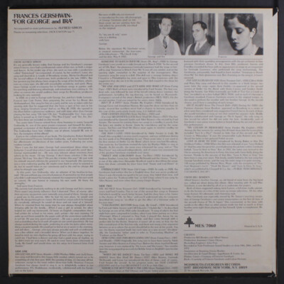 FRANCES GERSHWIN: for george & ira Monmouth Evergreen 12