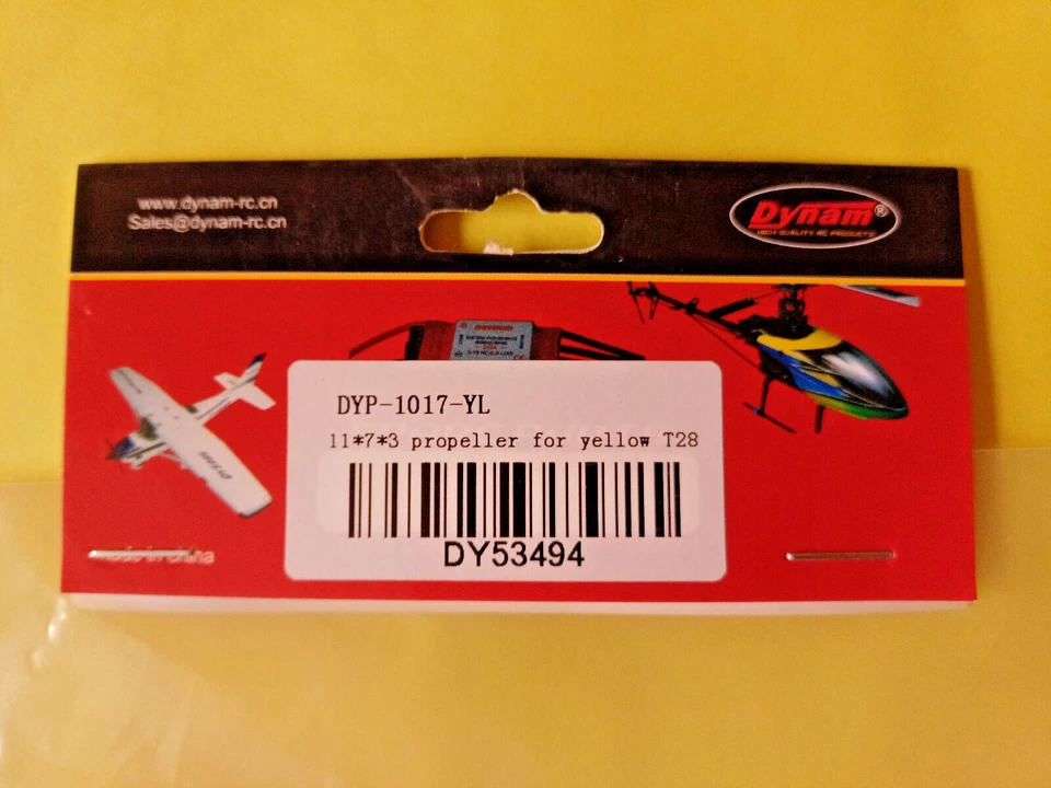 Dynam 11x7x3 T28 Spitfire P51 Propeller Yellow DY53494 for RC Model Planes - Image 3 of 3