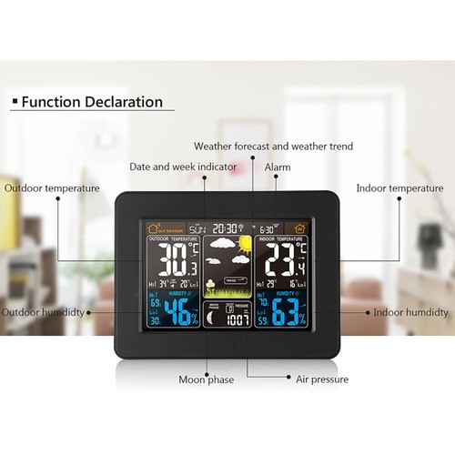 LCD Digital Wireless Weather Station Indoor Outdoor Thermometer Calendar Clock - Picture 6 of 20