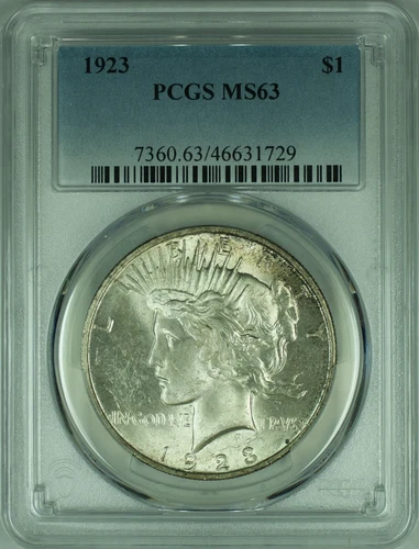 1923 Peace Silver Dollar S$1 Coin  PCGS MS-63  (37I)