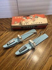 Vintage 1957 Made In USA Zipees Slider Skates In Original Box Blue