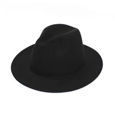 Unisex Classic Manhattan Structured Trilby Fedora Hat Wide Brim Felt Fedora 