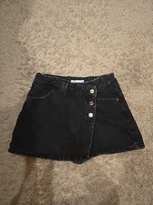Zara Black Denim Skort Youth Size 11-12 Mini Skirt with Pockets