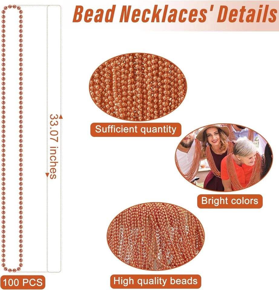 100 PIEZAS Cuentas de Mardi Gras, Collar de Cuentas Azul Metálico Favores de Fiesta, 33" Mardi Gra Foto 3 de 4