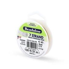 Beadalon 7-Strand 0.012 0.31 mm 100 ft 30.5 m Gold Color Bead Stringing Wire