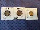 LOT of 3 CIVIL WAR ERA 1860 & 1862 Antique Indian Head Pennies FREE SHIPPING