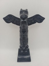 Vintage Black Totem Pole Carving Figurine Native American Style