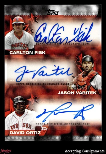 2025 Topps Baseball Stars Jason Varitek Carlton Fisk David Ortiz Triple AUTO 5/5