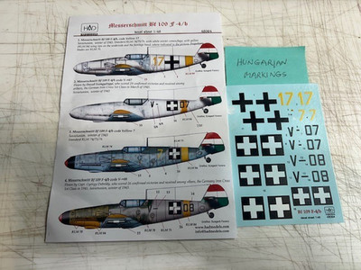 Rare HAD Models Bf109F-4/b (Hungarian)...MINT...1/48...Sheet 48064