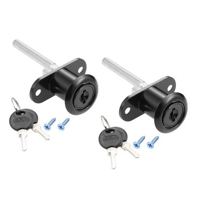 2 Pcs 16mm Cylinder Diameter Drawer Lock for Desk Cabinet Locker Showcase Black
