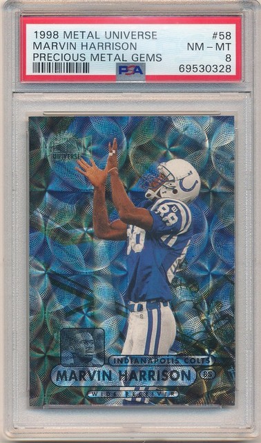MARVIN HARRISON 1998 METAL UNIVERSE #58 PRECIOUS METAL GEMS PMG SP #04/50 PSA 8