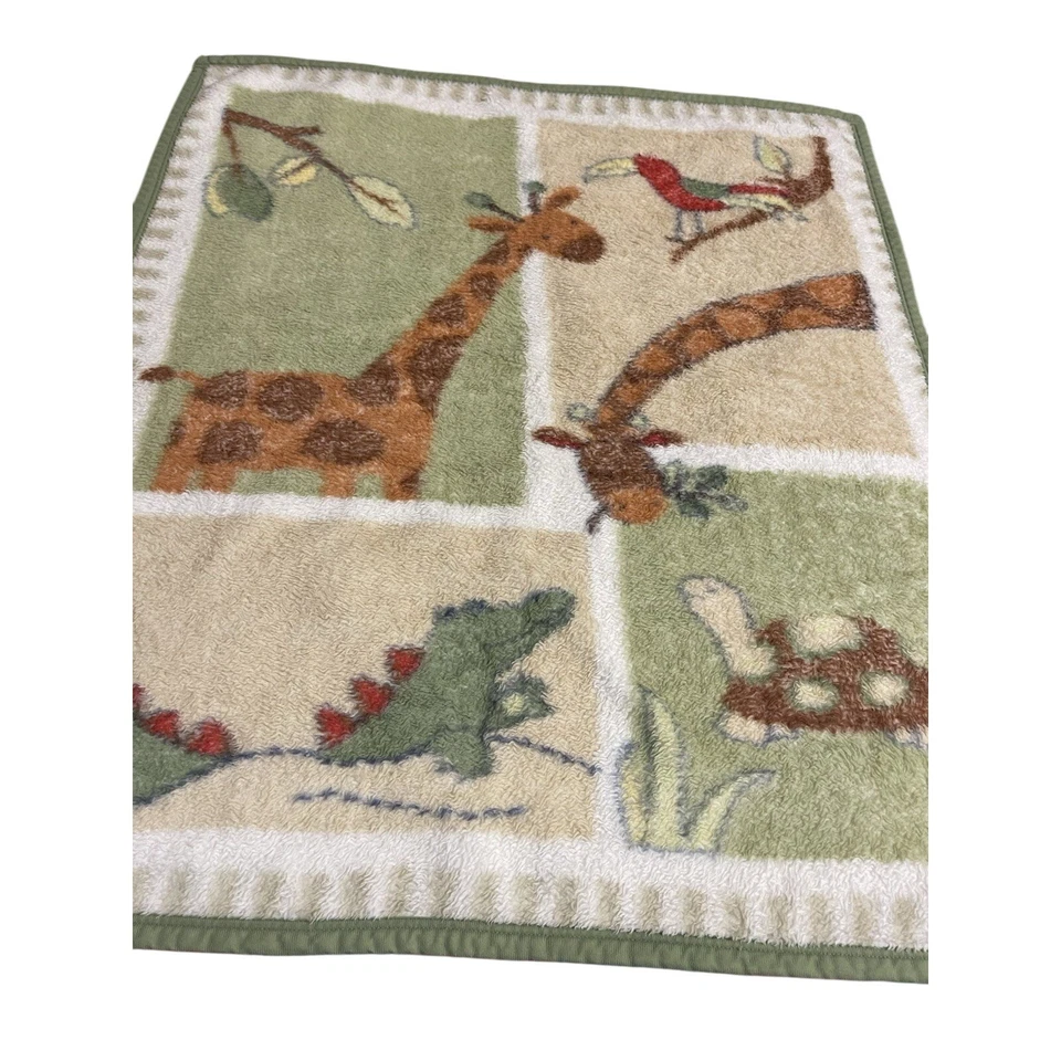 Детское одеяло Kidsline плюшевое занзибар аллигатор жираф черепаха зеленое коричневое сафари - Изображение 2 из 4