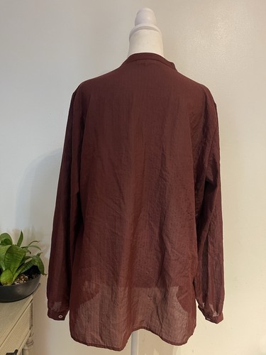 Coldwater Creek Boho Cottagecore Soft Romantic Burgundy Lace Pintuck XL Top - Picture 3 of 6