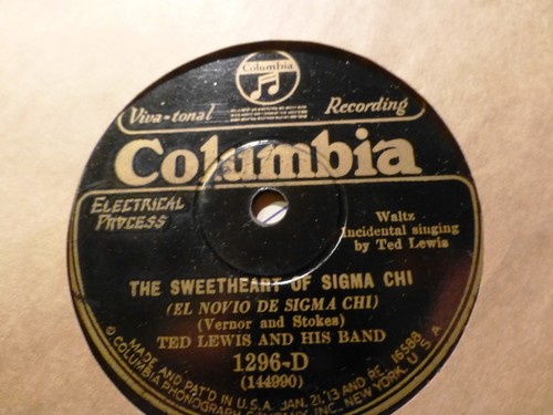 1928 TED LEWIS BAND College Melodien Der Schatz von Sigma Chi / Gute Nacht 78