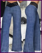 Pantalones acampanados de pierna ancha para mujer 2024 Nuevo Y2k Casual Entrecru