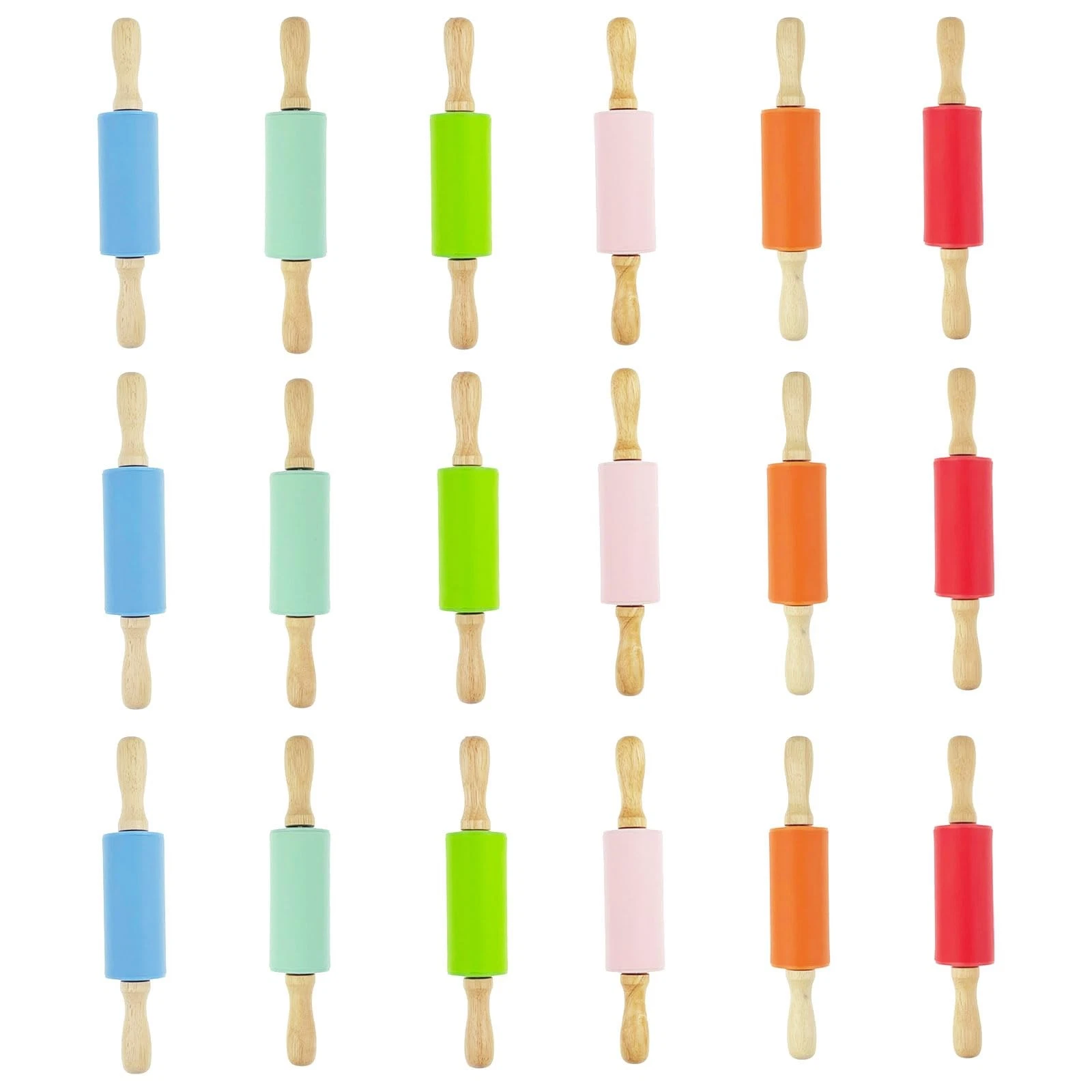 18 Pack Mini Small Rolling Pin 9 Inch Rolling Pin Wooden Handle for Home Kitc...