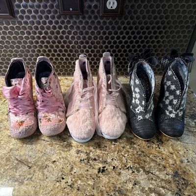 Lot Of 3 Irregular Choice Heels & Sneaker Size 39.  Fur Sneaker, Bougie Heels