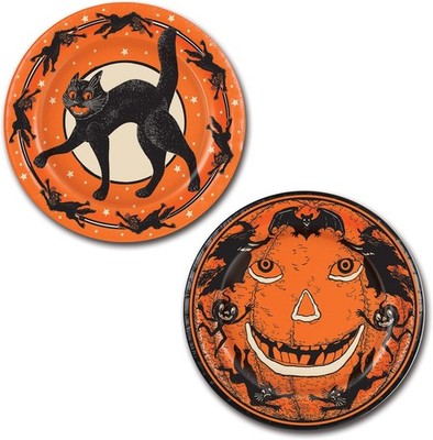 Beistle Halloween Round Plates, 9 Inch, Orange 9 