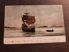 Sailing Ship MAYFLOWER 1907 Naval Postcard PLYMOUTH, MASS
