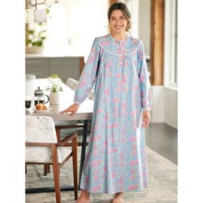 Lanz Nantucket Rose Cotton Flannel Nightgown, 54 Inch