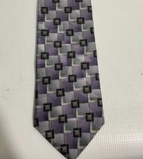 Stafford 59" x 3-3/4" 100 Silk, Made in USA, Purple Geometric Men's Tie