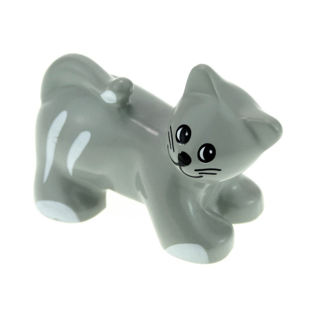 1x Lego Duplo Animal Cat Light Gray White Tom Farm Zoo Circus 31102pb01