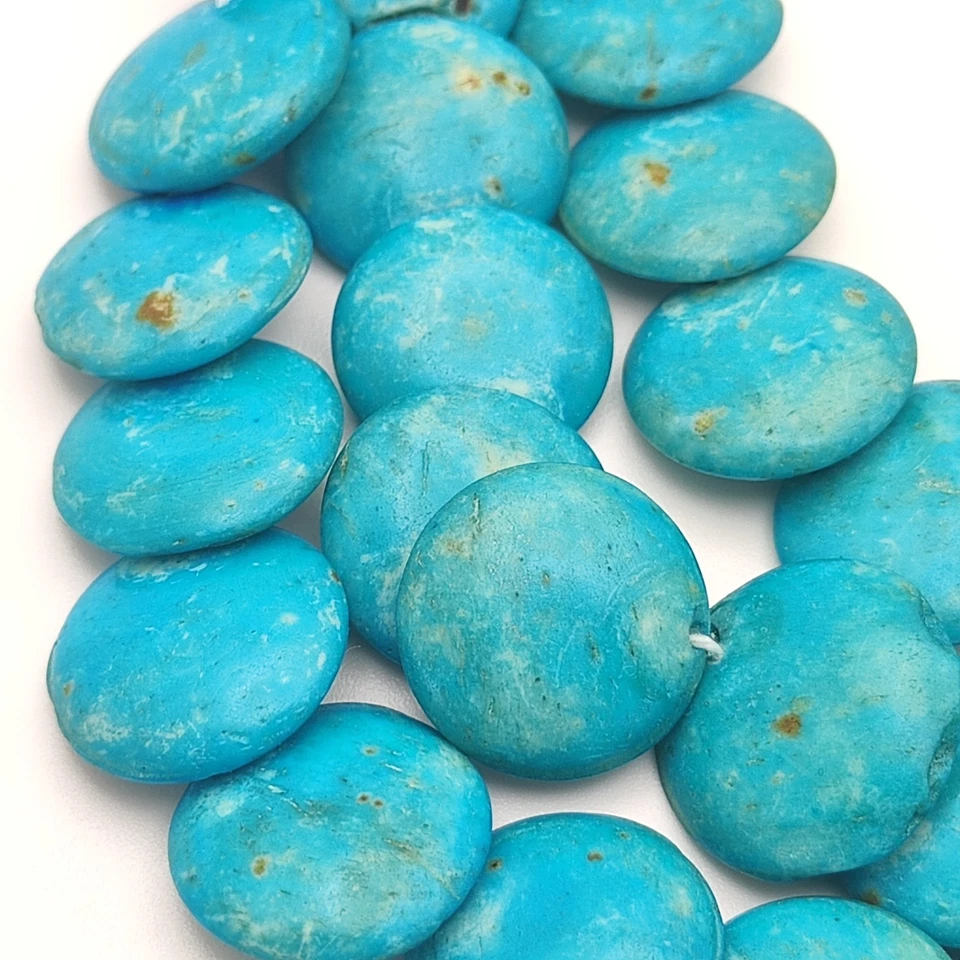 Turquoise Colored Dyed Natural Material (Wood/Bone) Necklace, 3-Strand - Image 3 of 4