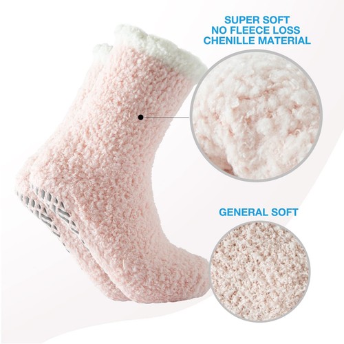 Fuzzy Socks With Grips for Women7 Pairs Non Slip Hospital Socks Sleep Warm Fl... - Picture 4 of 7
