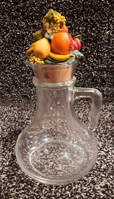 NADIR Clear Cruet & Fruit Basket Cork - Vintage Italian Made Glass