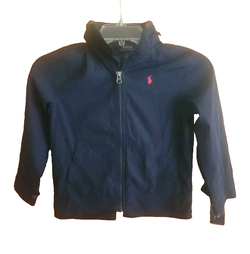 Polo Ralph Lauren Pony giacca a vento con cappuccio capospalla blu navy ragazzo taglia 5 nuova