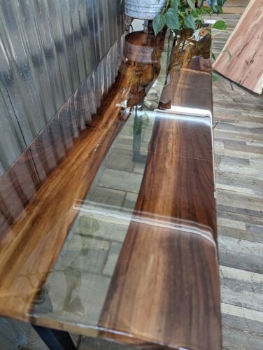 Epoxy Resin Console Table, Epoxy Hallway Table, Narrow Wooden Table, Clear Resin - Picture 8 of 11