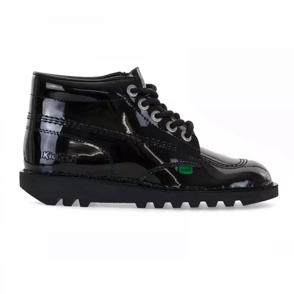Kickers Womens Kick Hi Patent Boots Black