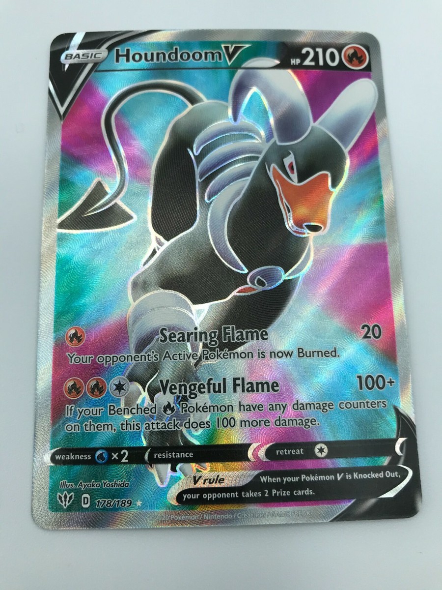 Houndoom V FULL ART ULTRA RARE 178/189 Pokemon SWSH Darkness Houndoom V FULL ART ULTRA RARE 178/189 Pokemon SWSH Darkness