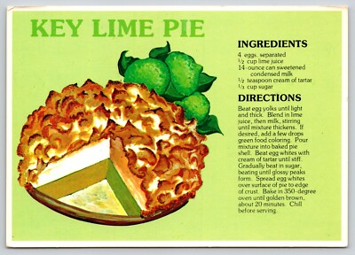 Postcard Florida Key Lime Pie Cooking Baking Food