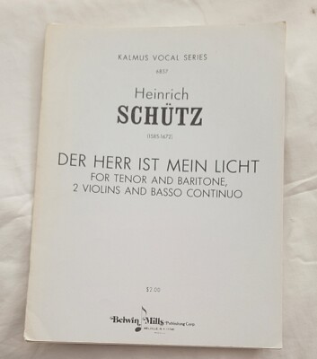 DER HERR IST MEIN LICHT Sheet Music Tenor Baritone Violin Classical Shutz