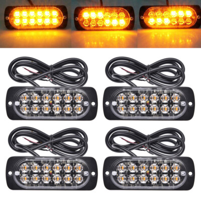 4X Amber LED Tow Truck Grill Emergency Strobe Lights Bar Caution Flash Warning