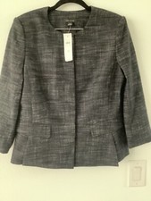 NWT Ann Taylor Black/White Front Button Placket Peplum Blazer