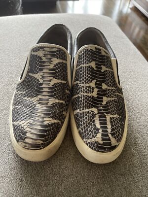 Vince Blair Mens Black Snake Embossed Leather Slip On Sneakers Size 11 US 45 EUR Vince Blair Sneaker Womens 10 Casual Perforated Leather Slip  main image 3