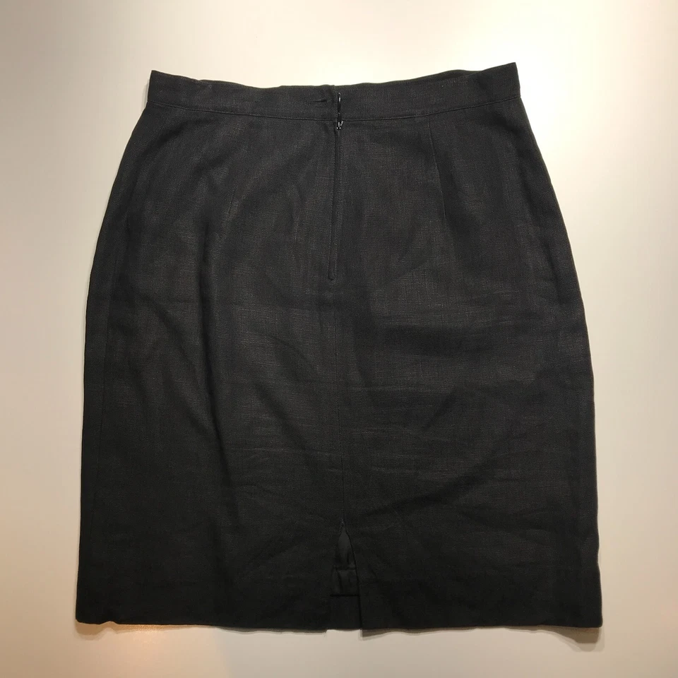 Falda De Colección Ungaro Solo Donna Mujer Talla 46/12 Negro Lino Lino Lino Lápiz Italia Foto 2 de 4